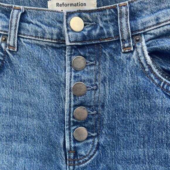 Reformation Jeans • Liza Button Fly High Rise Jeans Malta - Picture 3 of 11